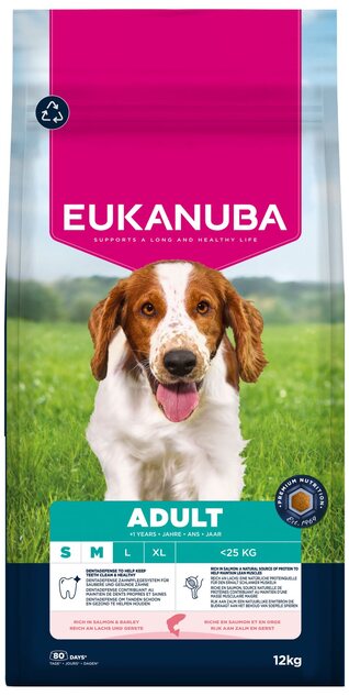 Krmivo EUKANUBA Adult Small and Medium rich in salmon and barley 12 kg