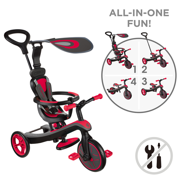 Globber Detská Trojkolka 4v1 - New Red