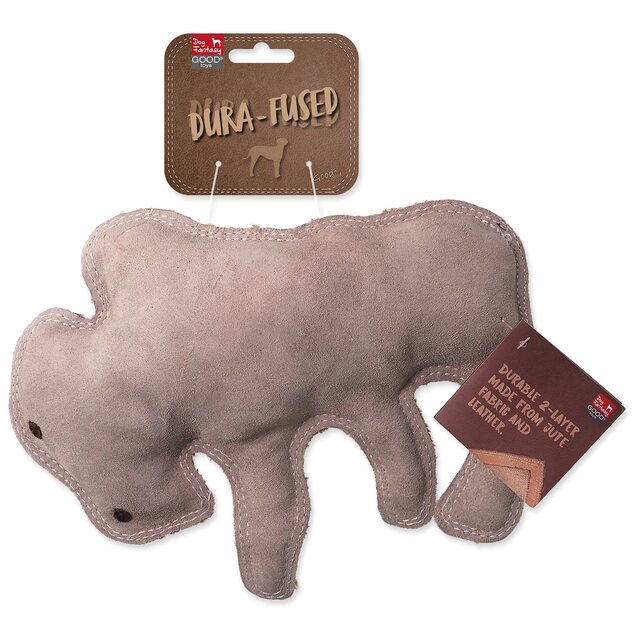 Dog Fantasy Dura-fused Bison Quietschspielzeug, Leder und Jute 28cm