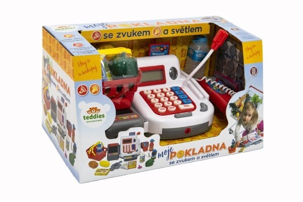 Pokladňa digitálny s doplnkami na batérie so zvukom a svetlom