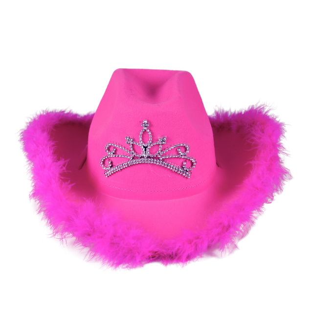 Cappello da cowboy rosa con corona da donna