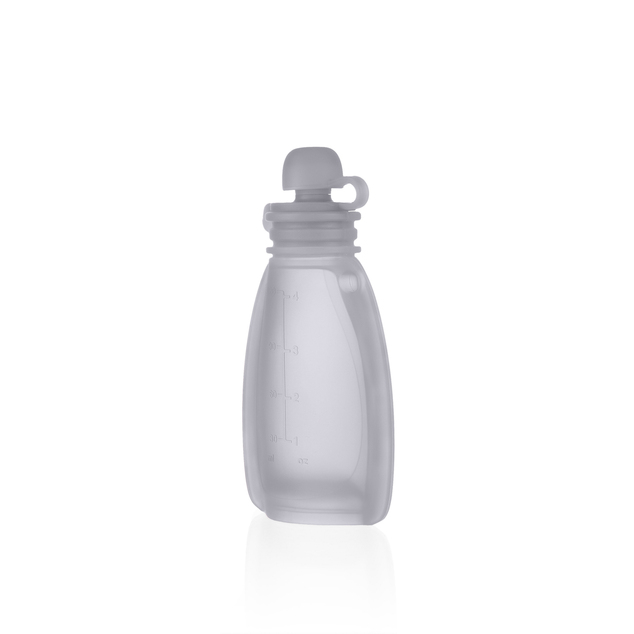 Bolsa de silicona rellenable para comida infantil, Transparent Grey
