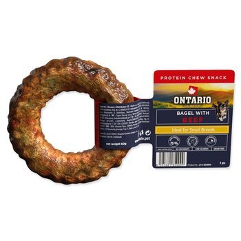 Pochoutka Ontario Protein žvýkací bagel s hovězím 1ks 8,9cm
