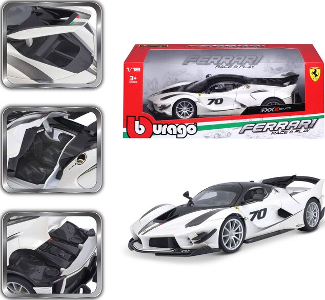 Bburago 1:18 Ferrari TOP FXX-K EVO Nr.70 (weiß/schwarz)