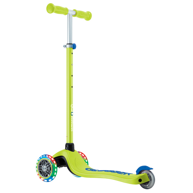 Globber Kinderroller Plus - Primo Plus Lights V2 - Leuchtend - Limettengrün/Marineblau