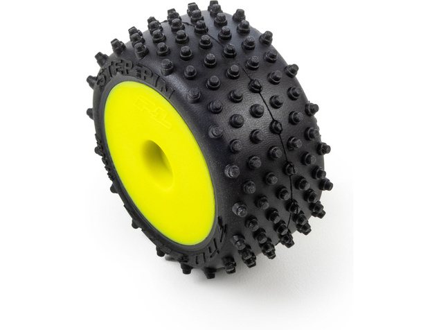 Pro-Line ruota con pneumatico Edge anteriore / Step Pin posteriore, disco giallo, Hex 7mm (4): Losi 