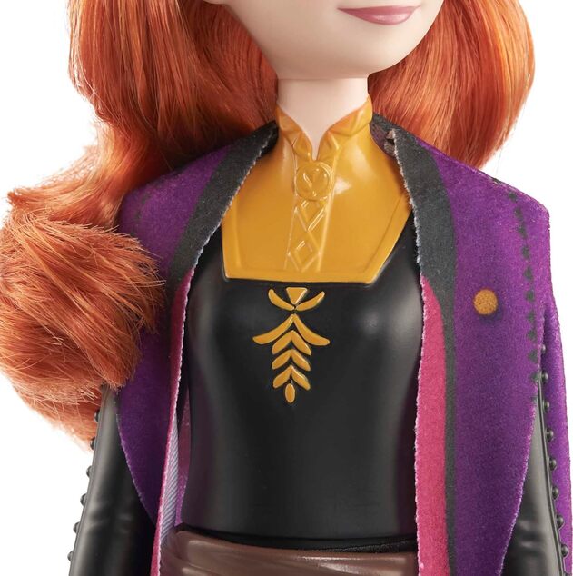 Mattel Disney 25HLW46 Papusa Frozen Anna in rochie neagra si portocalie