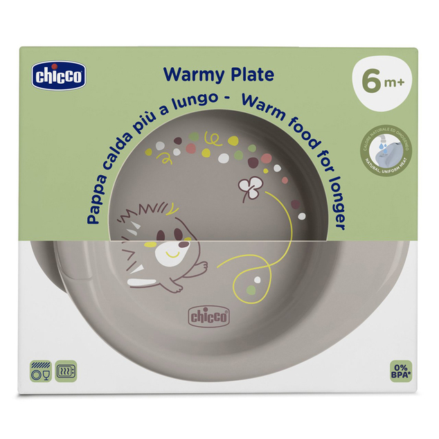 CHICCO Tanjur protivklizni koji održava toplu hranu sivi 6m+