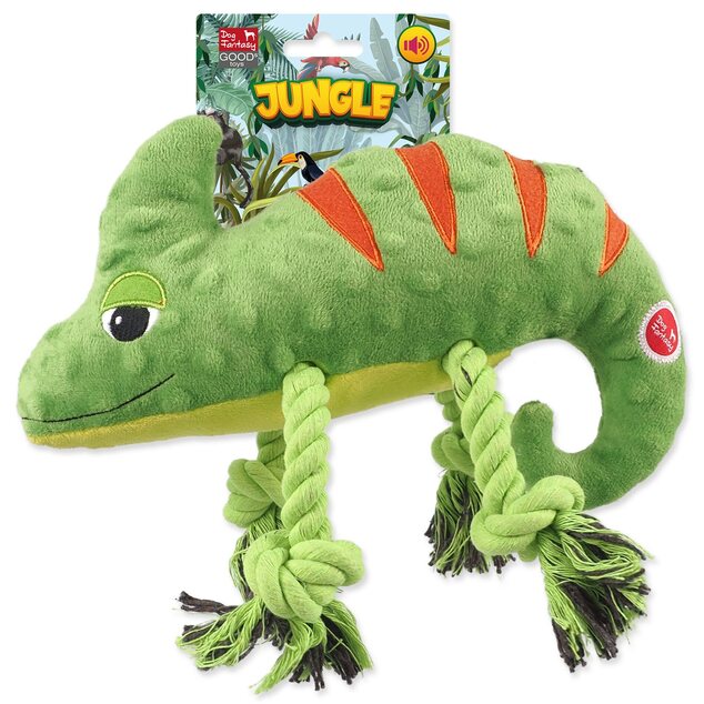 Hračka Dog Fantasy Jungle chameleón pískací zelená 28cm