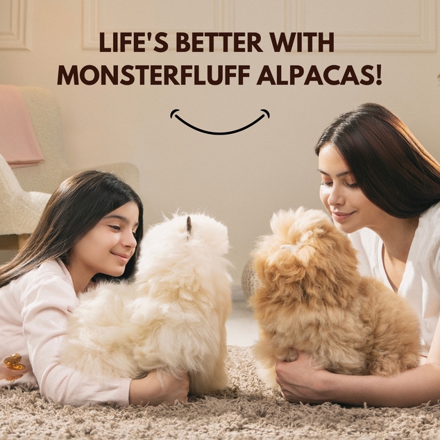 INKARI Plüschspielzeug Alpaka Mini Monsterfluff Haselnuss 15cm