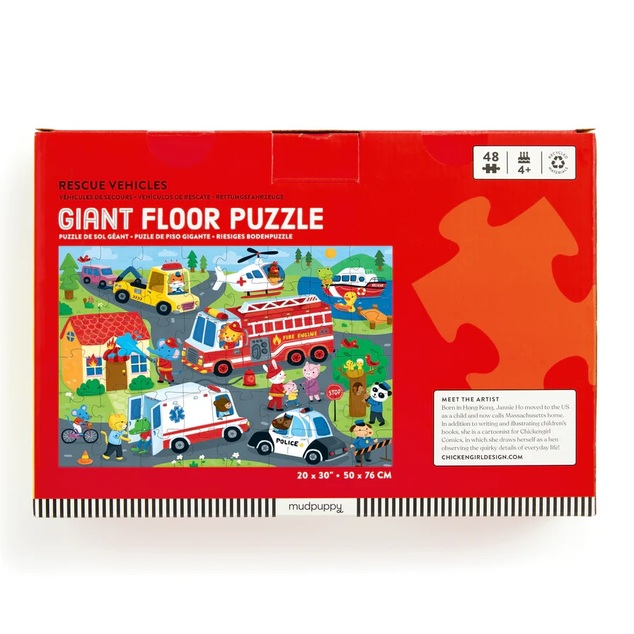 Mudpuppy Veľké podlahové puzzle Záchranné vozidlá 48 dielikov