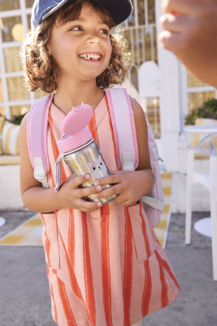SKIP HOP Bottiglia con cannuccia in acciaio inox Besties Squad Gattino 12m+