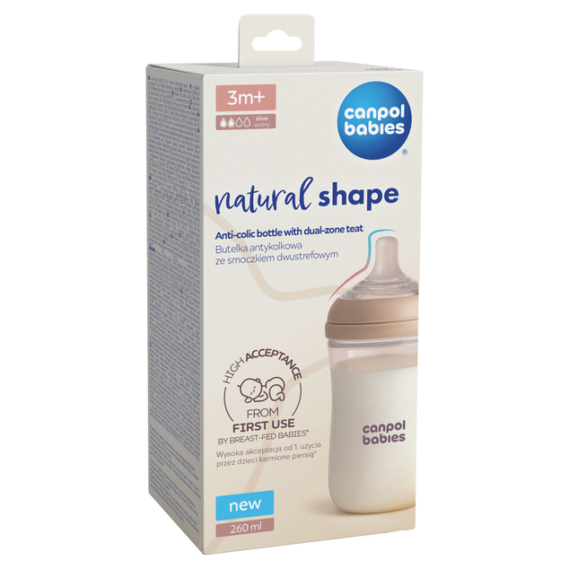 CANPOL BABIES Антиколикова бутилка Natural shape 260ml