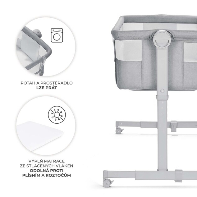 KINDERKRAFT Postieľka detská polohovateľná Nestee Up2 Full Light Grey