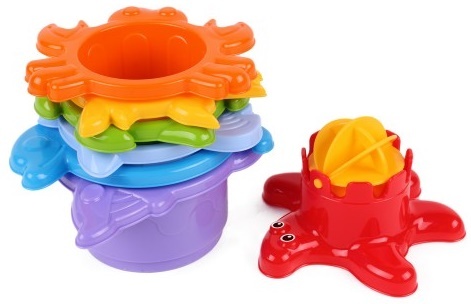 Kubus pyramída skladačka vodný mlynček morské zvieratká plast