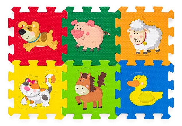 Penové puzzle zo zvieratkami, 6 ks