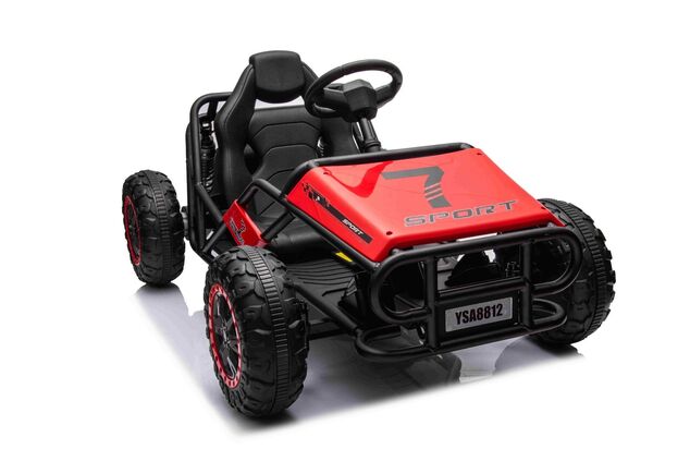 Elektrische Go-Kart SPORT-KART 24V, rot, EVA-Räder, Kunstledersitz, 2 x 50W Motor,