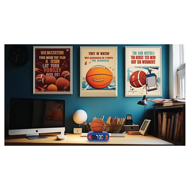 Budík s nočným 3D svetlom Basketball