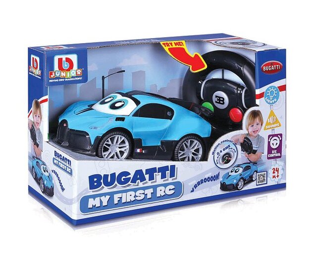 Maisto BB Junior RC - Bugatti Divo so svetlami a zvukmi, diaľkový ovládač modrá, 2,4 Ghz
