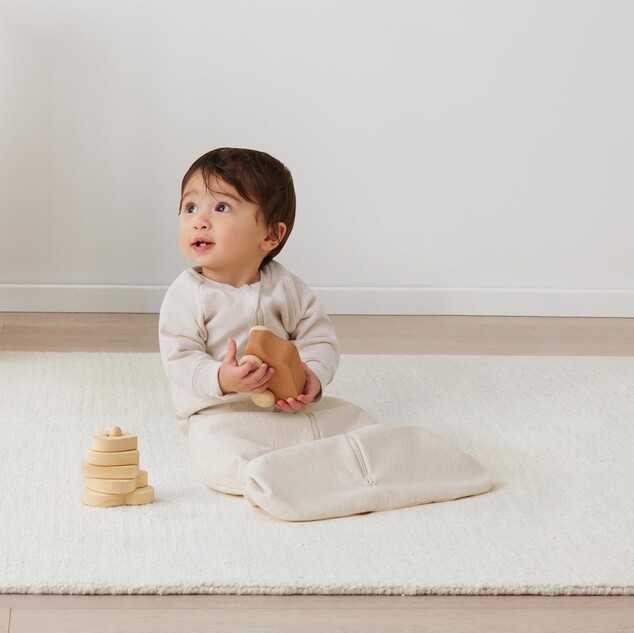 ERGOPOUCH Vak na spanie s rukávmi organická bavlna Jersey Oatmeal Marle 8-24 m, 8-14 kg, 1