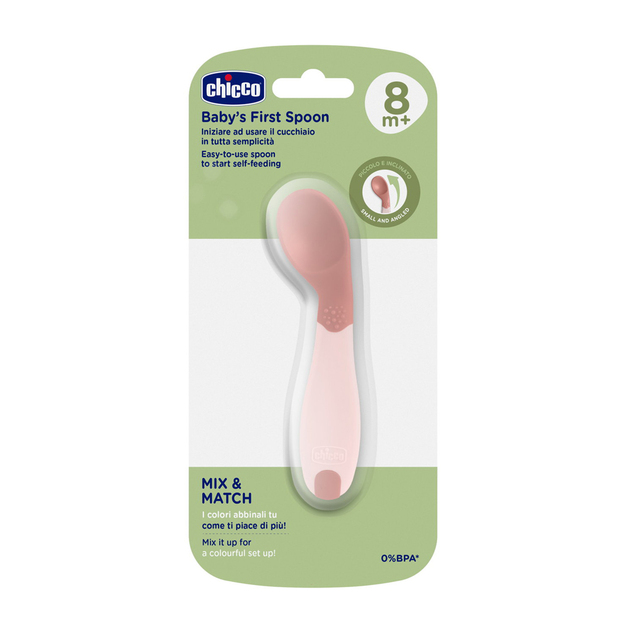 CHICCO Prva žličica pink 8m+