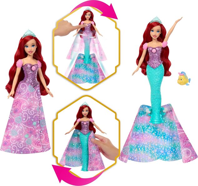 Mattel Disney Princess Bambola Ariel con trasformazione
