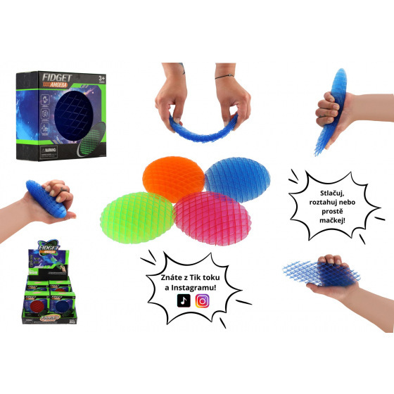 Fidget meniaci tvar antistresový plast 11cm 3 farby