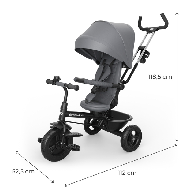 KINDERKRAFT Trojkolka Aston 2 Plus Grey, 9m+