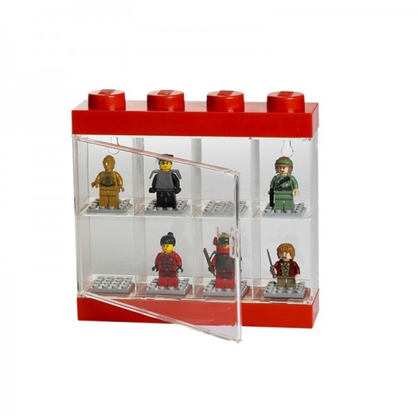LEGO® колекционерска витрина за 8 минифигурки - червена