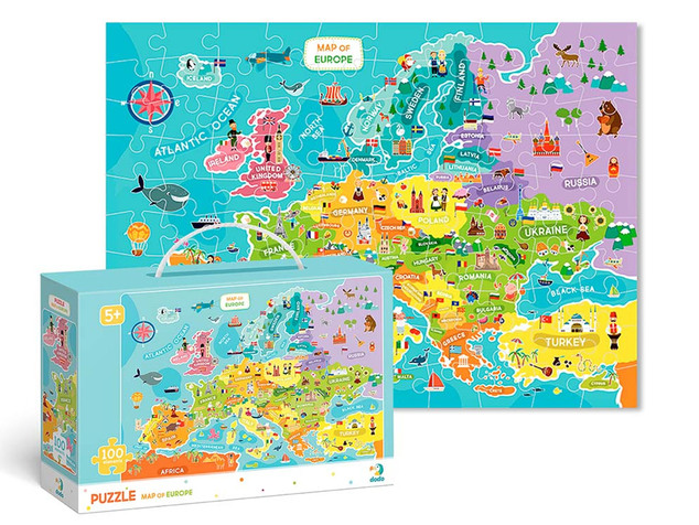 Puzzle 64x46cm hartă a Europei 100 piese
