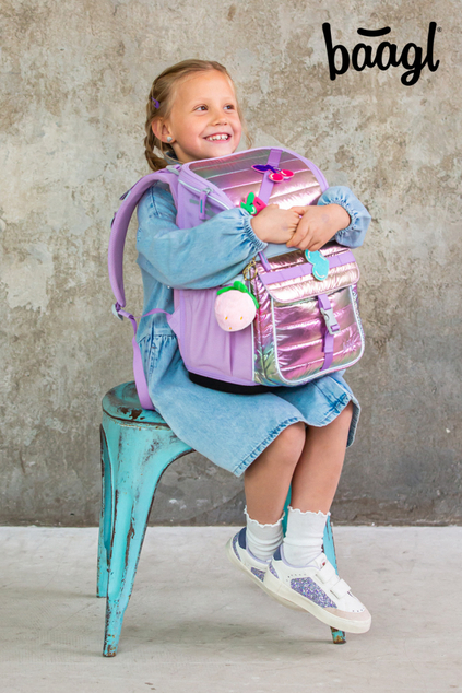 BAAGL SET 3 Zippy Lavender: cartella, astuccio, sacchetto