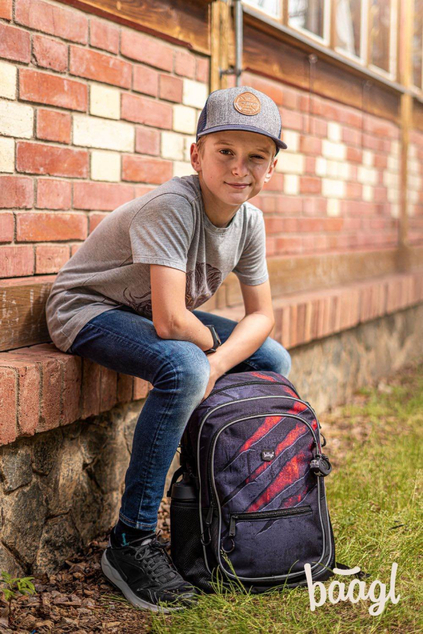 BAAGL SET 5 Core Lava: Rucksack, Federmäppchen, Beutel, Gürteltasche, Laptop-Hülle