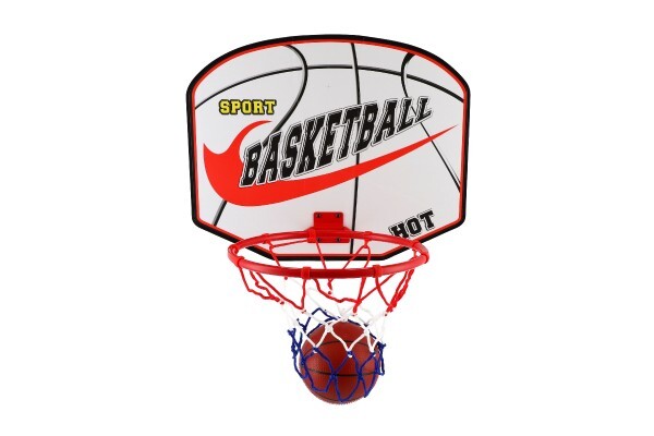 Basketbalový kôš drevo/kov/sieťka/lopta s pumpičkou