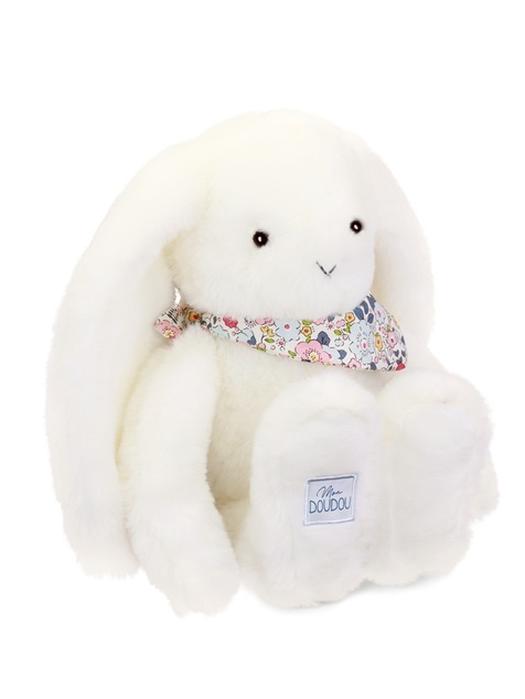 Doudou plišani zeko s maramom bijeli 35 cm