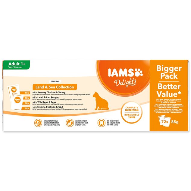 Kapsička Iams Delights morské a suchozem.mäso v omáčke multipack 6120g