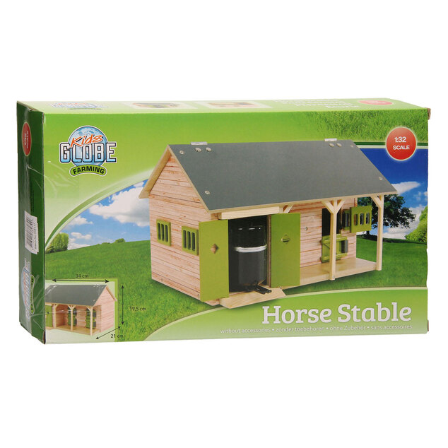 Kids Globe Farming Pferdestall aus Holz 34x21x19,5cm 1:32 grün in Schachtel