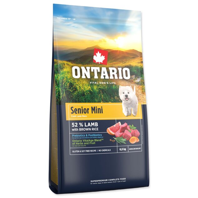 Krmivo Ontario Senior Mini Lamb &amp; Brown Rice 6,5kg