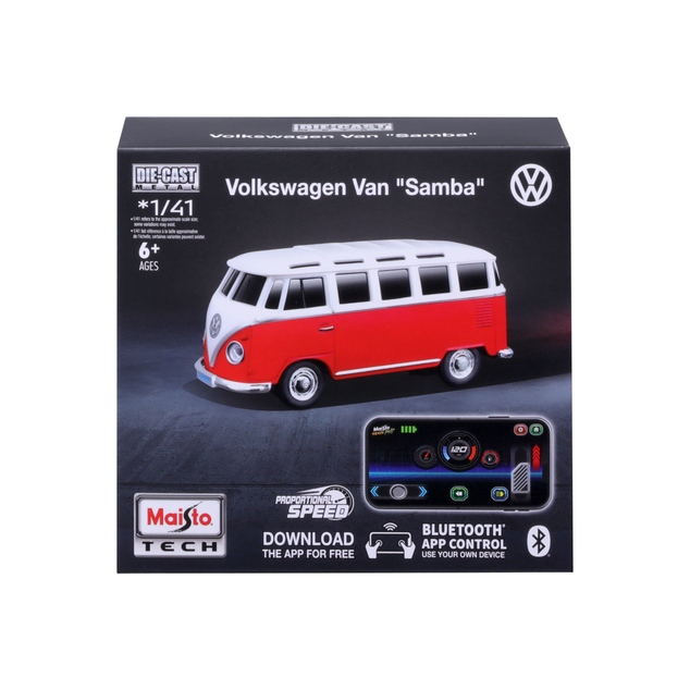 Maisto RC - DIE-CAST METAL so svetlami, Volkswagen Van Samba, 1:41, 2,4 GHz, USB, XTR, Blu
