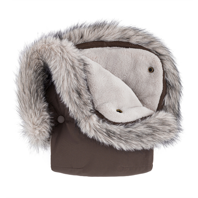 PETITE&amp;MARS Ensemble de chancelière d'hiver Comfy 4 en 1 + gants pour poussette Furry Rich Brown