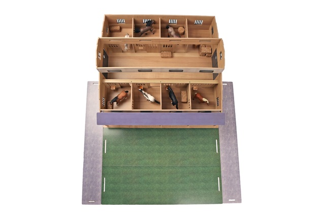 Kids Globe Farming Stall mit Boxen 7 Stück und Weiden aus Holz 1:32 in Schachtel