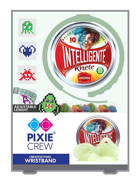 PIXIE CREW Silikónový náramok svietiaci v tme s pixelart príšerkami s darčekom