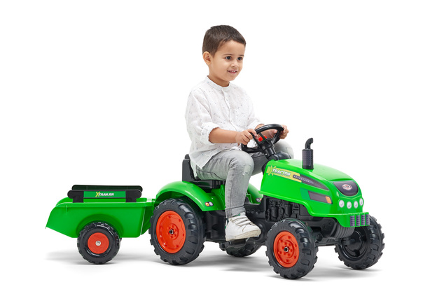 Falk Šliapací traktor 2048AB X-Tractor s vlečkou a otváracou kapotou - zelený