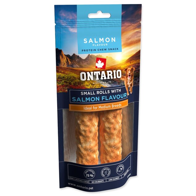 Ontario Protein csemege lazac ízű, rágótekercs kicsi 2db 12,7cm