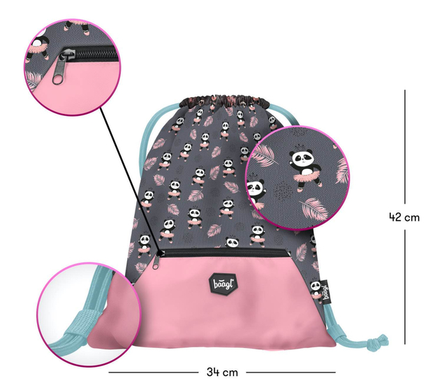 BAAGL Vrecko s priehradkou na zips Panda