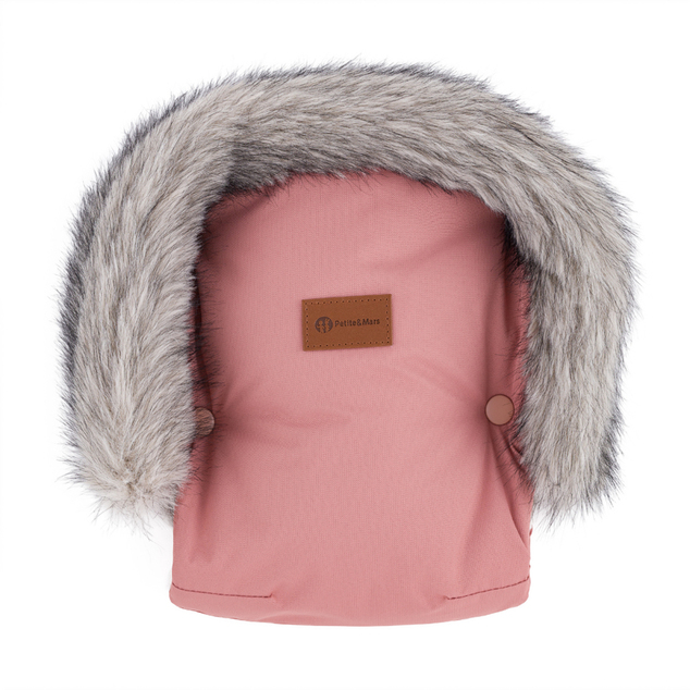 PETITE&amp;MARS Ensemble de chancelière d'hiver Comfy 4 en 1 + gants pour poussette Furry Old Rose