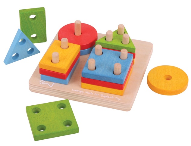 Bigjigs Baby Mettere forme colorate sui bastoncini