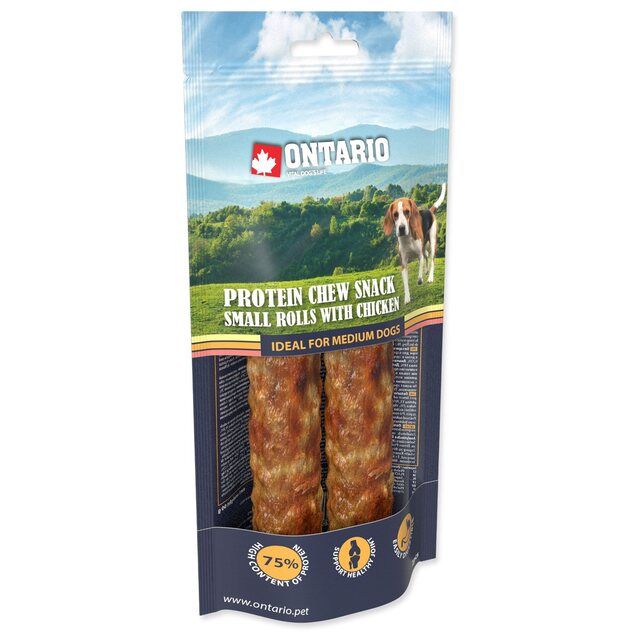 Pochúťka Ontario Protein kura, žuvacia rolka malá 2ks 12,7cm, Medium