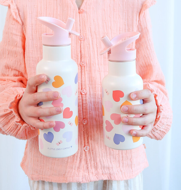 A Little Lovely Company - bouteille en acier inoxydable, 350 ml - cœur
