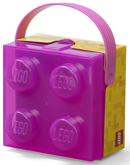 LEGO box s rukoväťou - priesvitná fialová