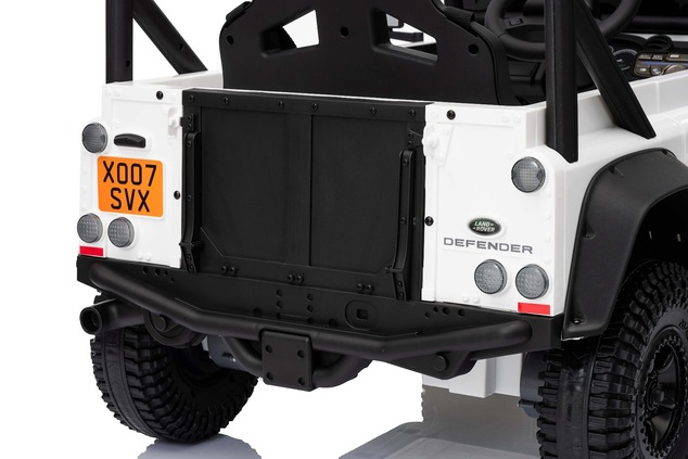 Elektrické autíčko Land Rover Defender 110 SVX 12V, biele, 4X4 pohon, LED svetlá